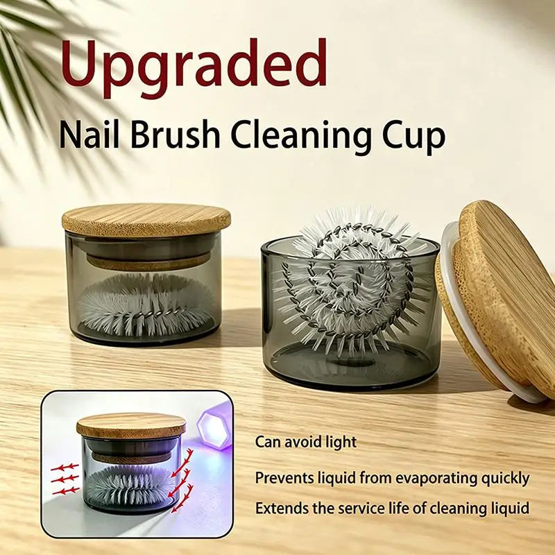Professional Brush Cleaner Cup 1 Set with Stiff Bristle Brush Smooth Wash Cup for Salon Makeup Artists Nail Technicians