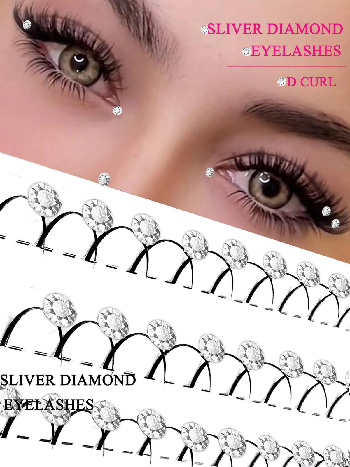 Domi 3D Glitter False Eyelashes Christmas Individual Lash Clusters Halloween Party Makeup Lash Mink Natural Fairy Spike Lashes
