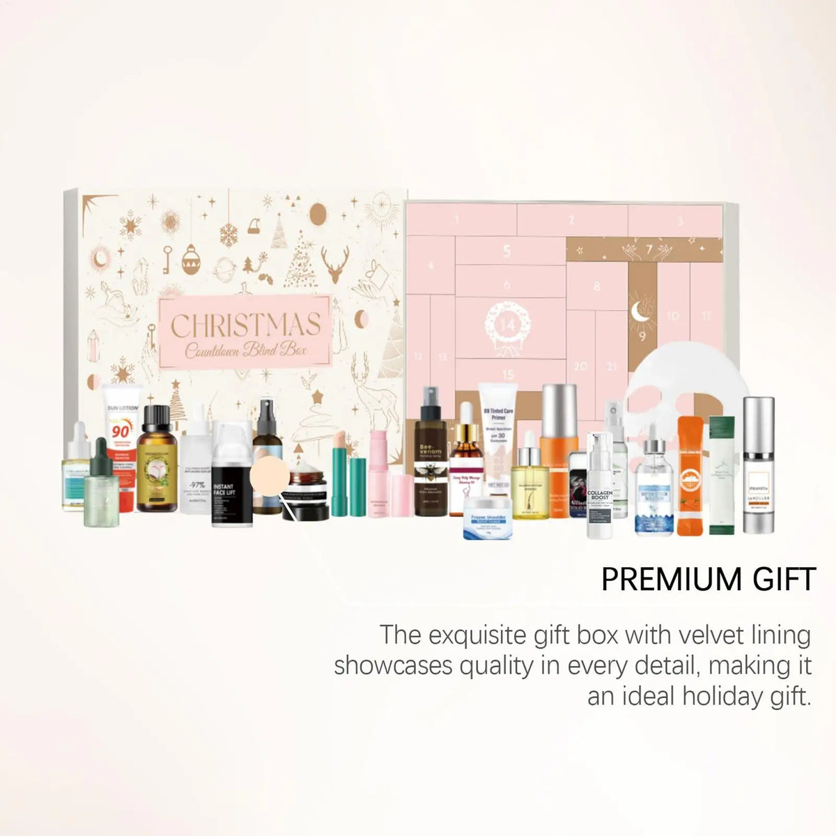 24pcs girl makeup set 24 Days of Christmas Countdown Calendar box Christmas makeup Advent Calendar kit girl Christmas gift