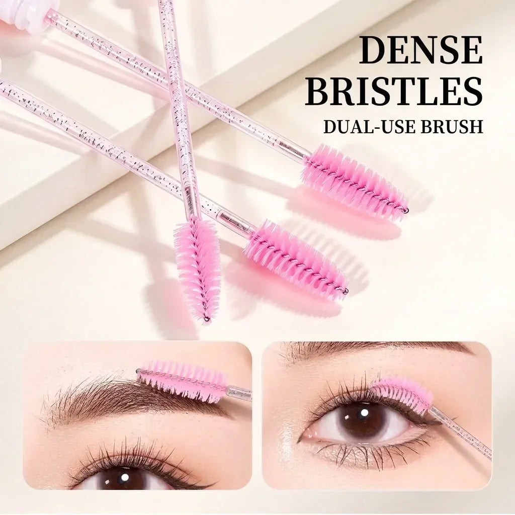 10pcs Christmas Mascara Eyelash Brush in Tube with snowflake, Dust-Proof Reusable Mascara Wand Lash Applicator Women Makeup Tool