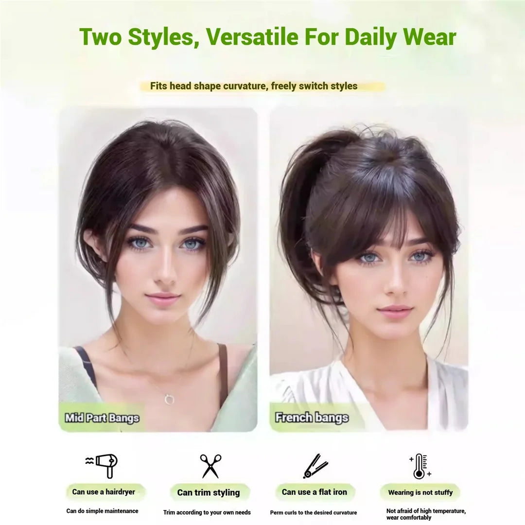 Magic Paste Hair Topper for Women Invisible Natural Looking Human Hair Bangs Fringe No Clip Design Covers Hair Loss