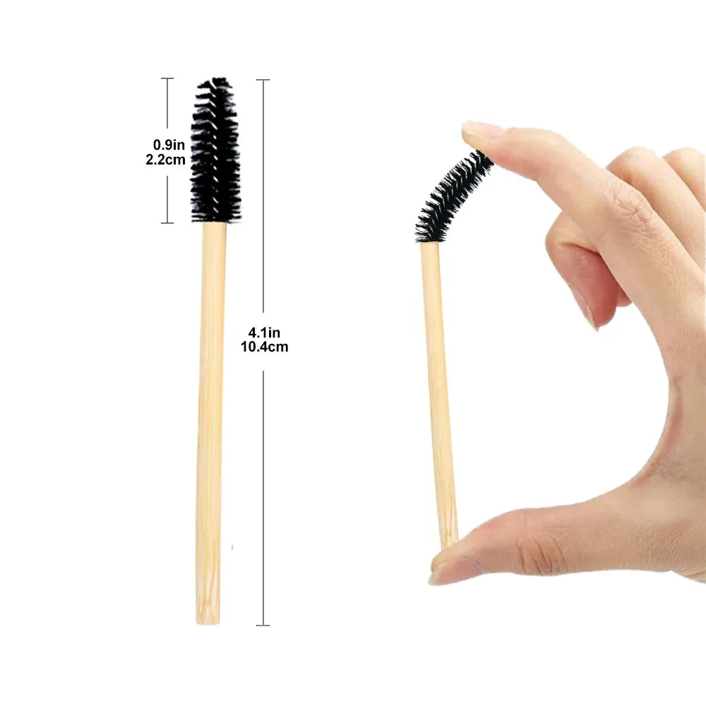 Bamboo Disposable Eyelash Brushes Extension Crystal Eyebrow Brush Mascara Wand Eye Lashes Cosmetic Tool Set Makeup Beauty