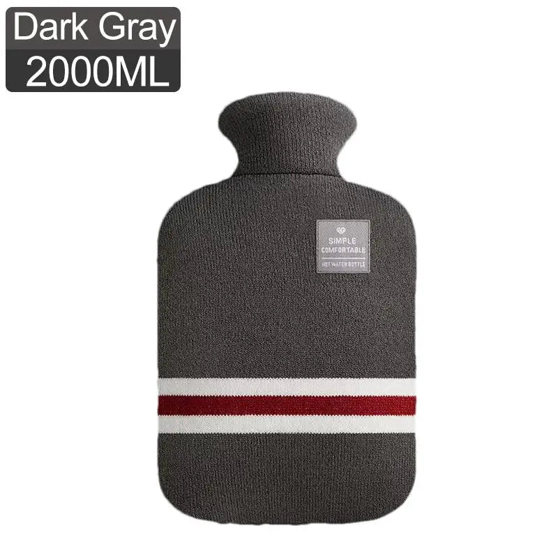 1L Or 2L Hot Water Bottle With Knitted Cover Large Capacity Hot Water Bag For Female Warm Belly Hands Inject Water Hot Water Ba