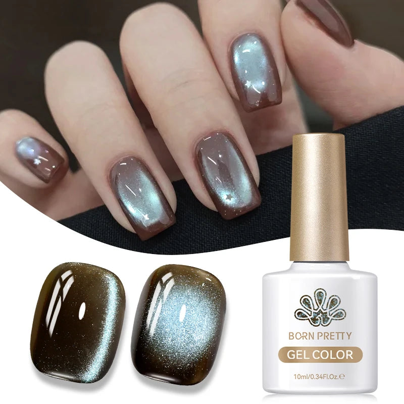 BORN PRETTY 10ml Purple Black Green Cat Magnetic Gel Ultra Shine Semi Permanent Soak Off UV Gel Summer Nail Art Varnish