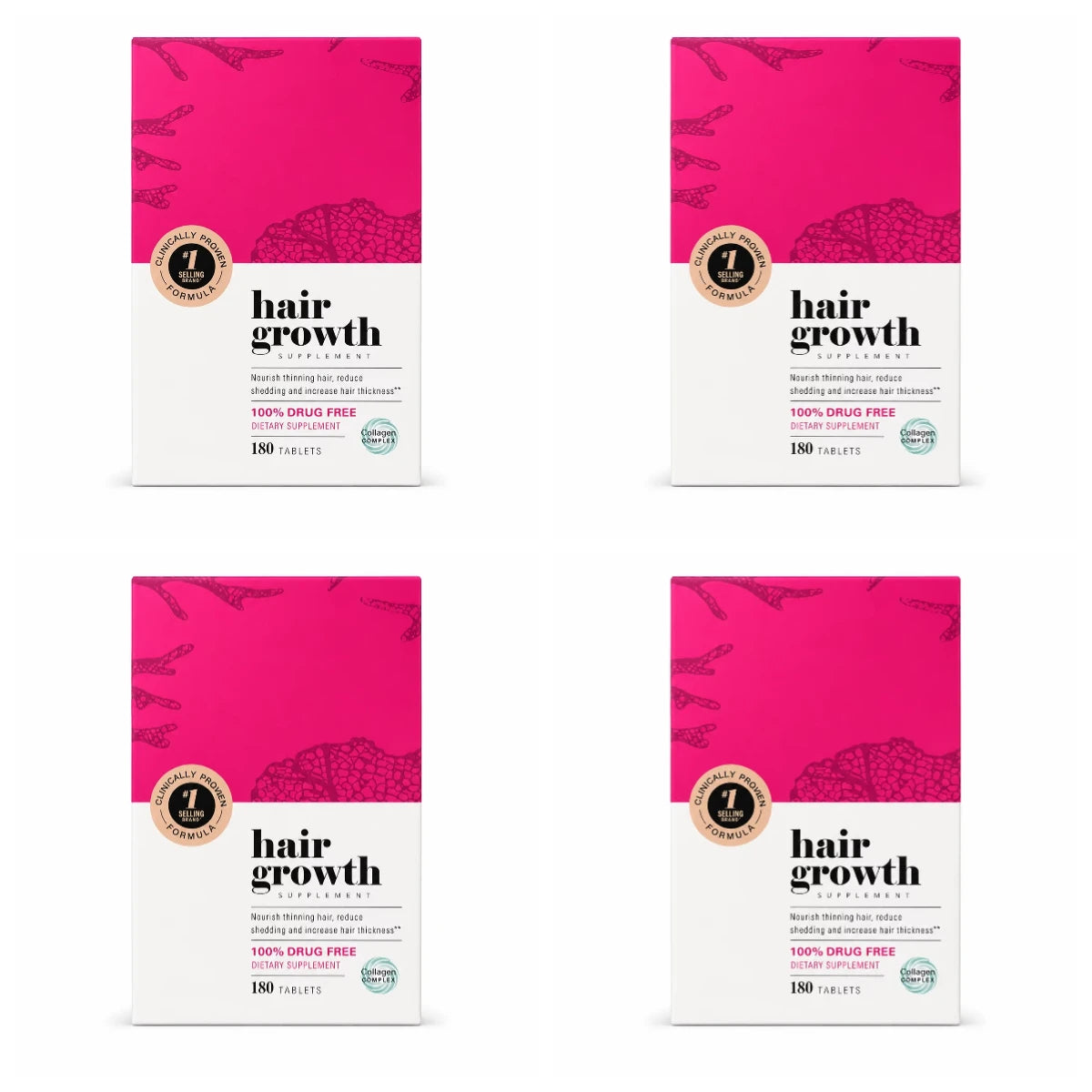 Hair Support Supplements for Women, Thicker Fuller-Looking Hair Beauty Support, with Biotin and Marine Collagen, 180 Tablets