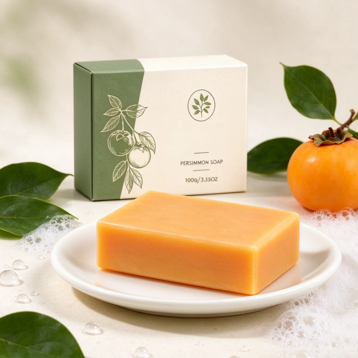 Persimmon Extract Soap Deeply Cleaning Moisturizing Nourishing Skin Rich Foam Refreshing Fragrance Skin Friendly Body Wash Soap