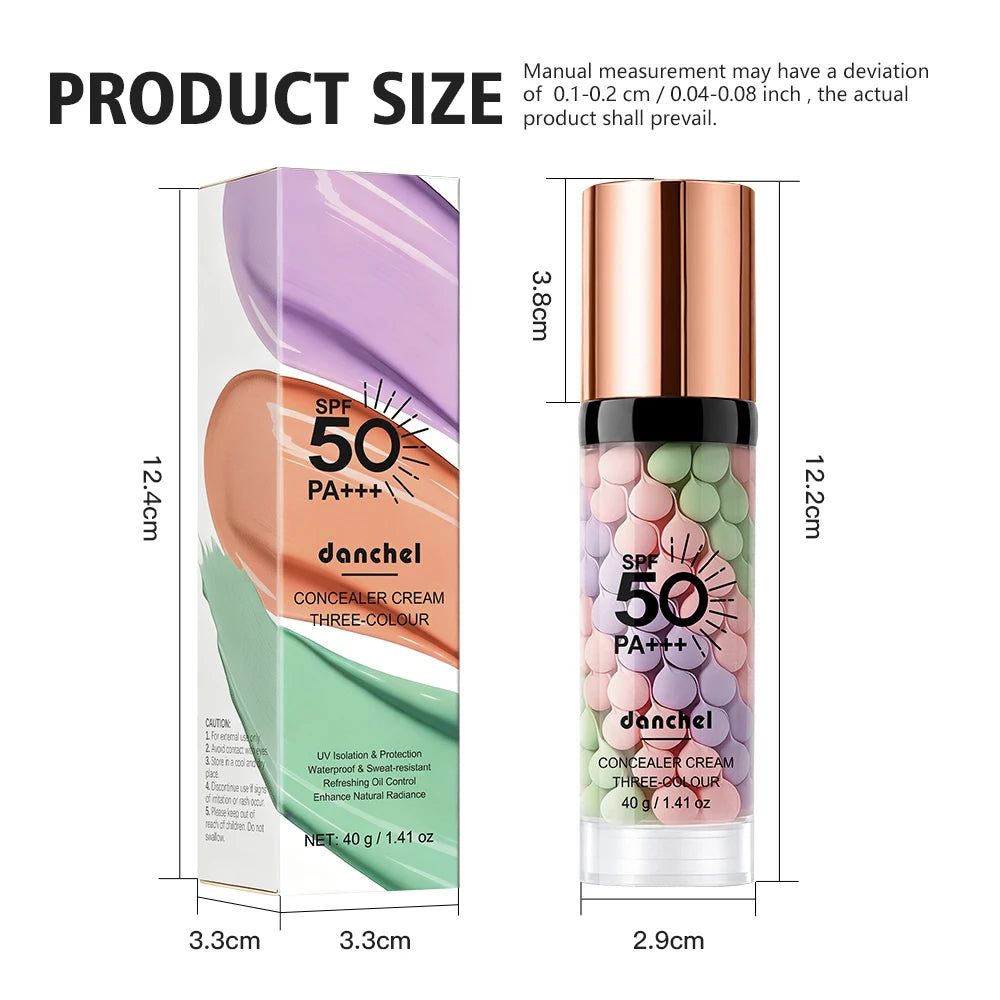Three Color Press Release Cream Concealer Isolation Makeup Facial Base Brightening Hydrating Liquid Concealer Face Primer Glow