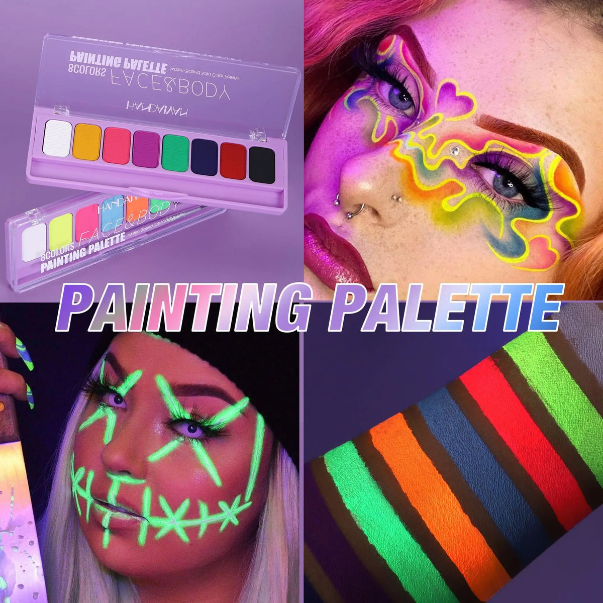 8 Colors Glow Fluorescent Neon Oil Face Body Art Paint UV Glow Oil Painting Halloween Party Fancy Dress Beauty Makeup Cosmetics