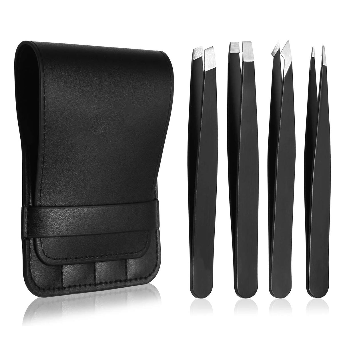 4-in-1 Precision Tweezers Set, Stainless Steel, Multi-Tip, Perfect for Eyebrow & Hair Removal