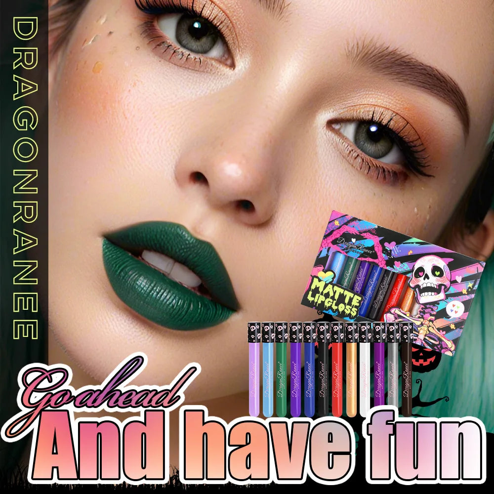 Creative Matte Lip Glaze 12 Shade Collection Vampire Halloween Cosplay Lipstick Waterproof Makeup Set Longwear Beauty  Makeup
