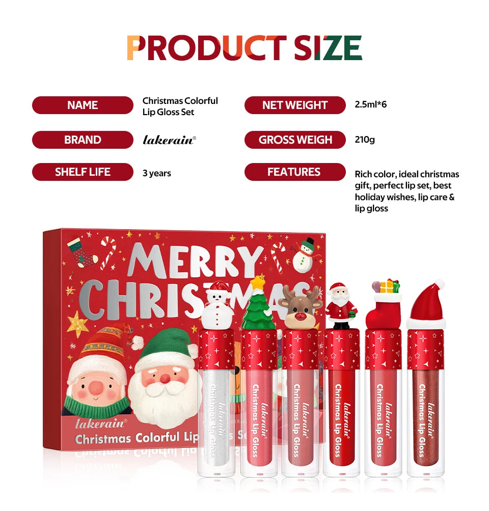 Christmas Gift 6Pcs Lip Gloss Set With Gift Bag Velvet Matte Waterproof Long Lasting Lip Tint Colorful Lip Makeup Cosmetic