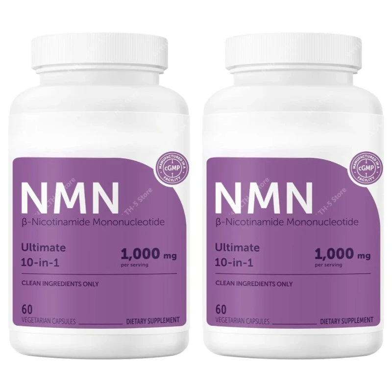 NMN Capsules 1000mg Per Serving with Resveratrol CoQ10 Vitamin C Vegan Formula Daily Wellness Supplement Clean Ingredients 120Ct