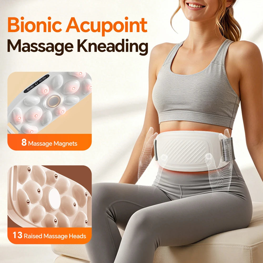 Electric Belly Massager 9 Modes 3 Heat Settings Rechargeable Abdominal Massager Cordless for Home Relax