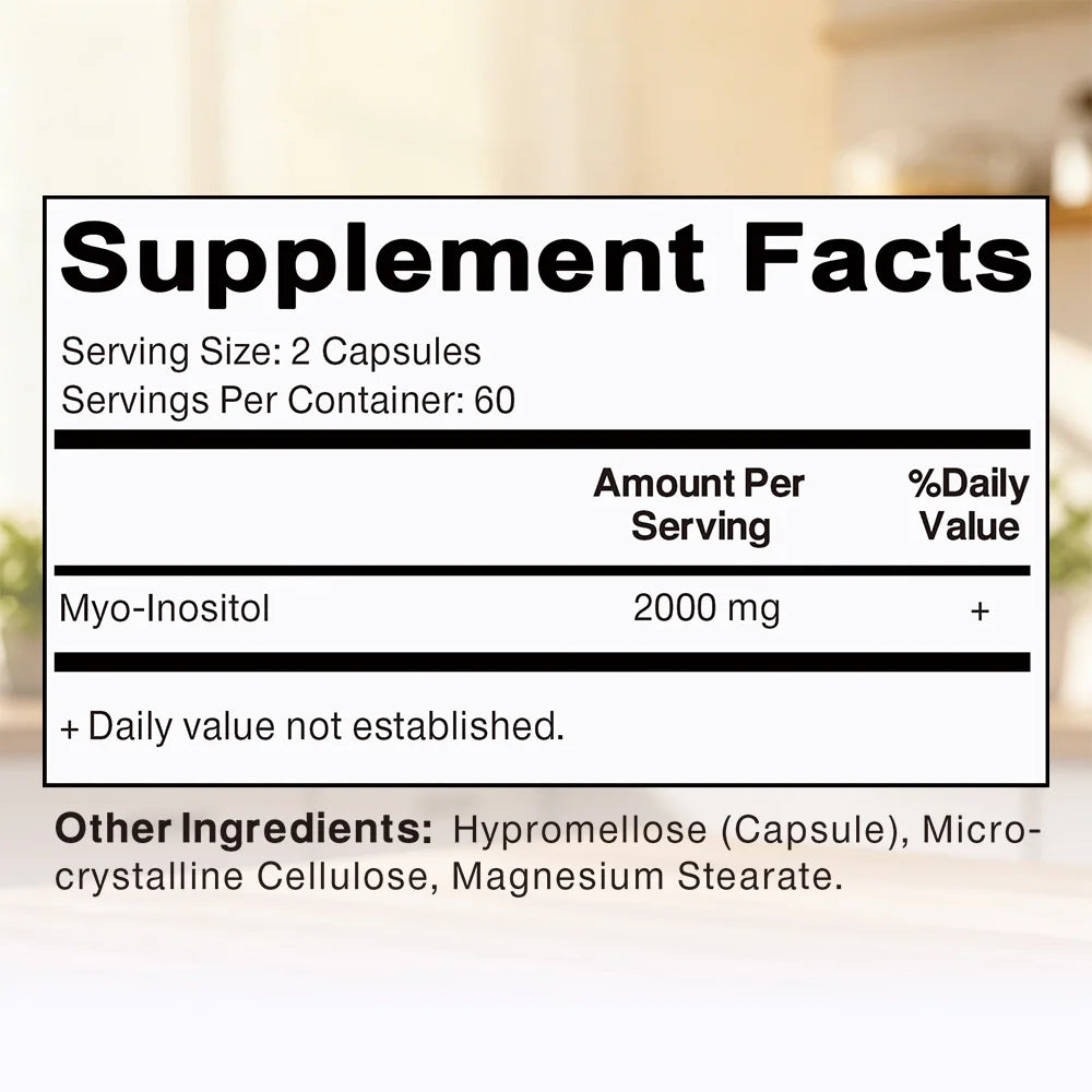 Myo-Inositol 2000 mg - Promotes Hormonal Balance and Ovarian Health, Regulates Menstrual Cycles, and Improves Mood