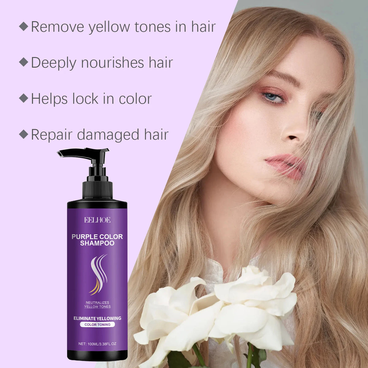 Purple Shampoo For Hair Care After Dyeing Deep Hydration Nourishing Scalp Long Lasting Lock Color Smoothing Hair Frizz Control