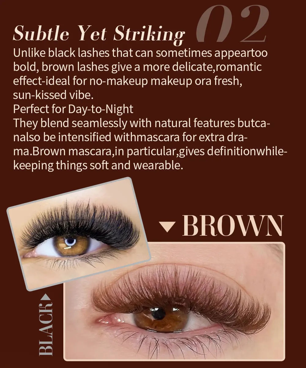 Abonnie LB Lashes Brown Classic Eyelash Extensions Russian Volume Lashes Fluffy Eyelash for Anime Eyelashes