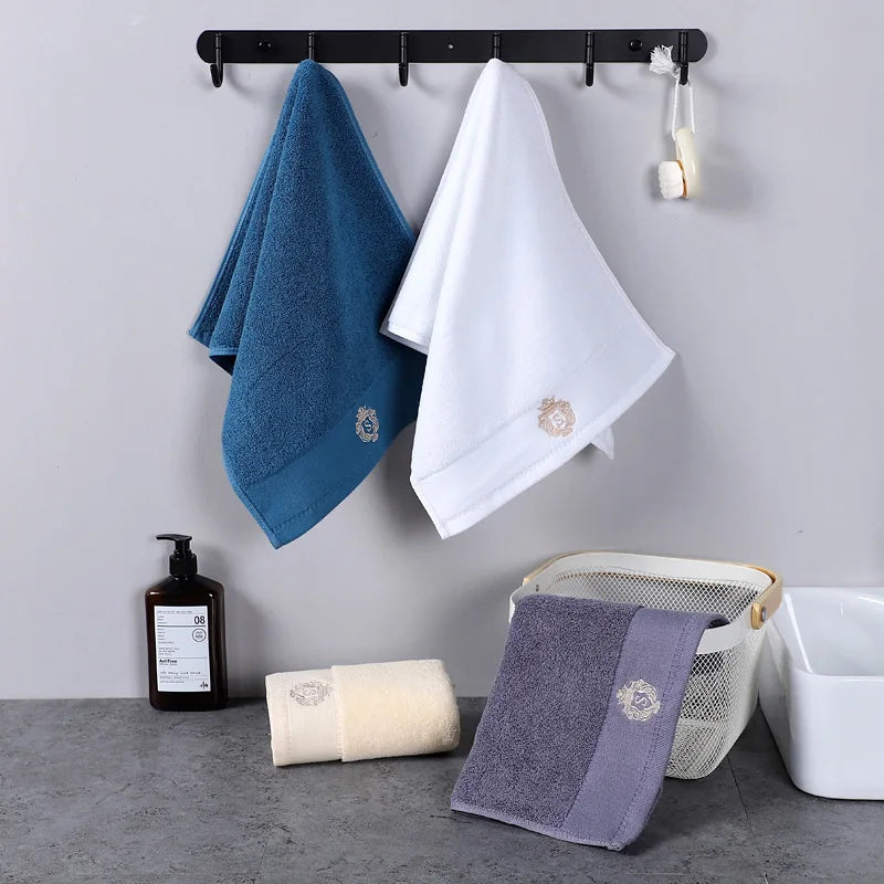 Cotton Towel Set 1/2/3PCS 34x74cm Face Hand Hair Towels & 70x140cm Big Bath Towel Cover - Absorbent Home Towels White Blue Cream