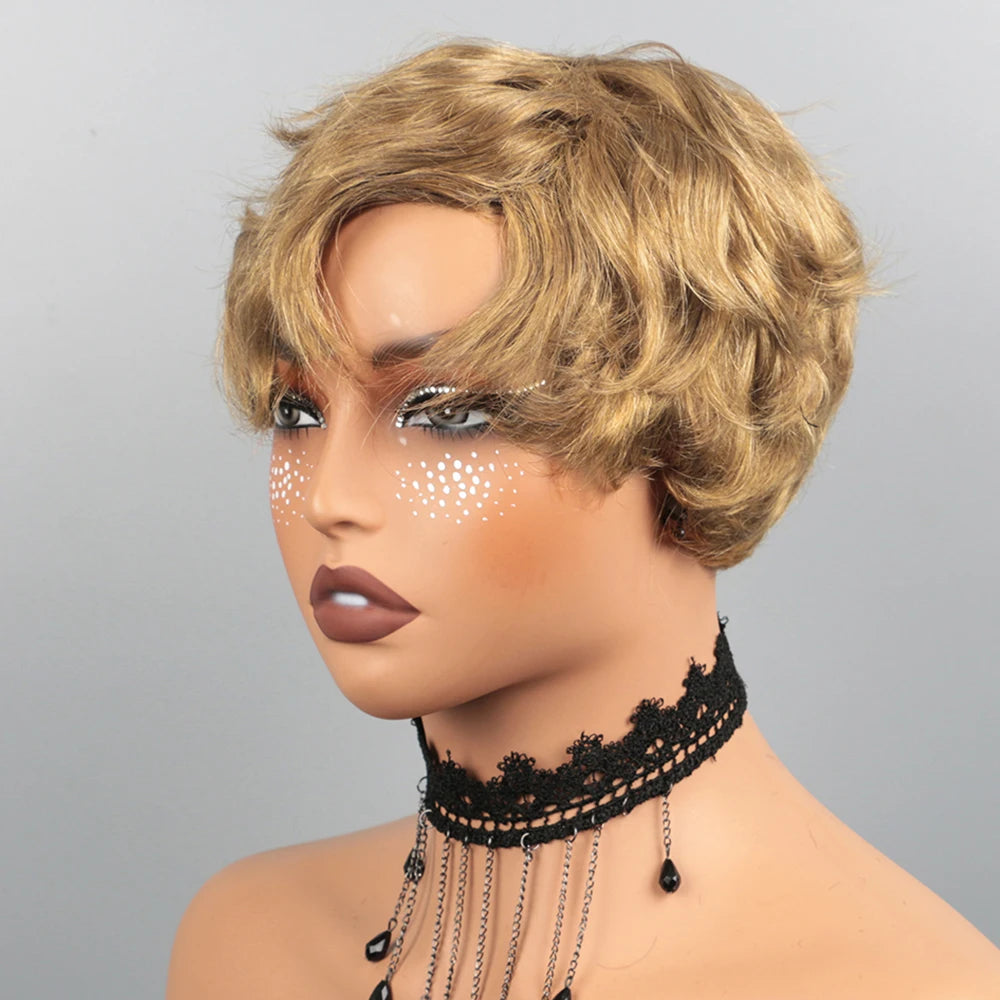 Short Bob Wig Pixie Cut Wig Human Hair Wig For Black Women Short Layered Pixie Cut Wigs Glueless Wig No Lace Full Machine Made