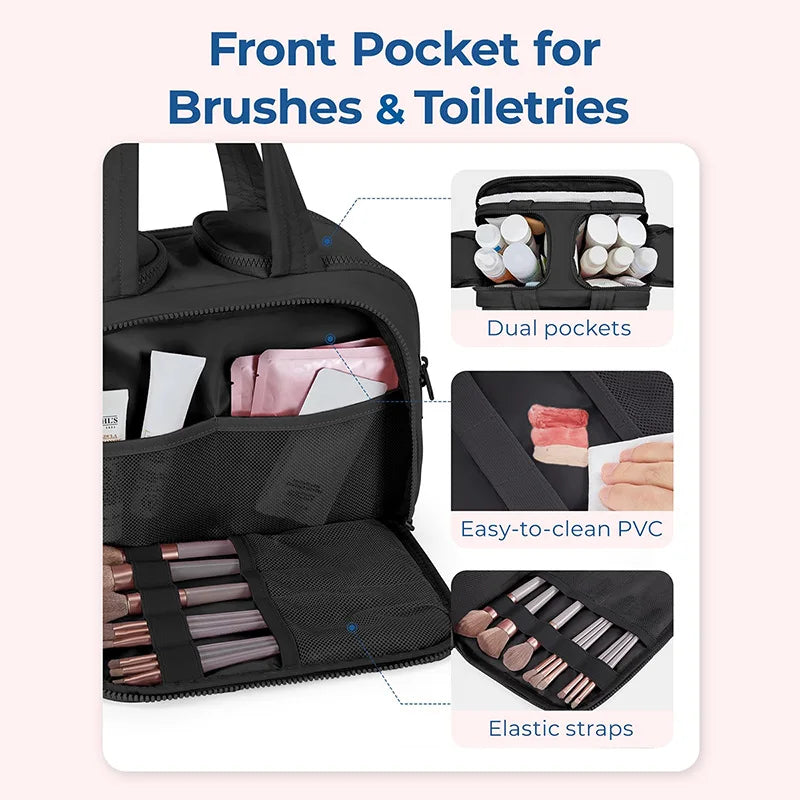 Large capacity waterproof makeup and toiletries handbag for women's travel bathroom shower and makeup storage bag