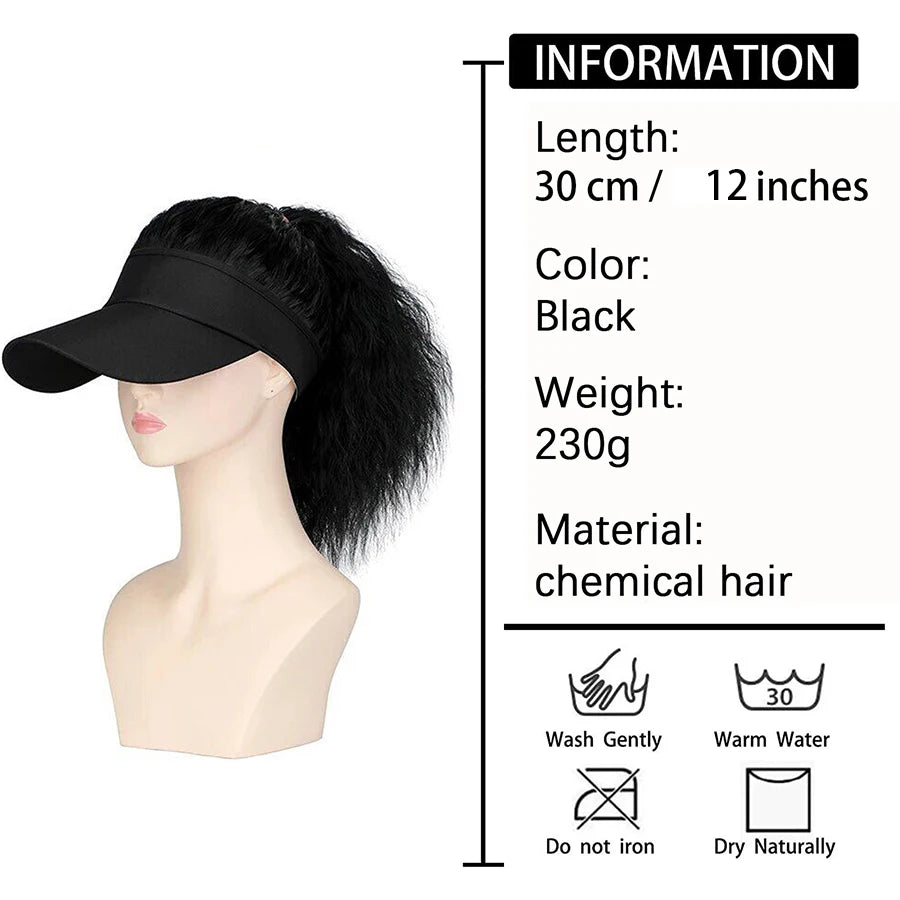 Synthetic Hat With Hair Attached For Women Ponytail Curly Hair Wig With Hair Cap Styling Baseball Baseball Cap Ponytail Hat Wig
