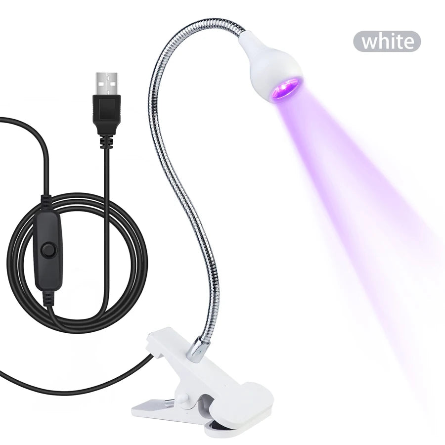 5W LED UV Gel Nail Curing Lamp with Clip And Flexible Tube Nail Dryer for Gel Polish