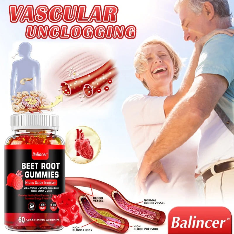 Potent Beetroot Gummies - Supports Blood Pressure and Circulation, Maintains Heart Health, Dietary Supplement, Boosts Immunity