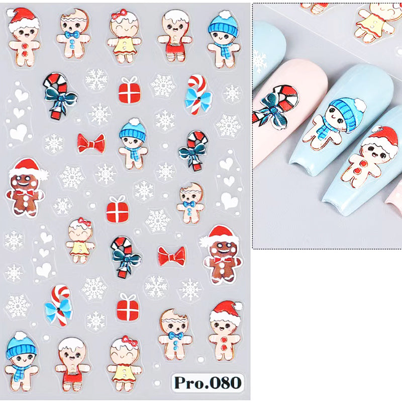5D White Snowflakes Embossed Nail Art Stickers Winter Charm Decals Self Adhesive Christmas New Year Slider Decoration Manicure