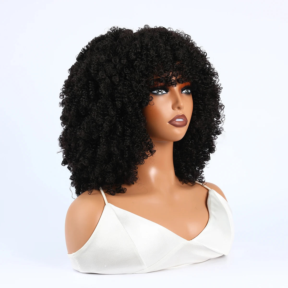 Synthetic 1 Piece 16 Inch Exploded Head Curly Wig, Synthetic Fiber Wig, Comfortable and Breathable Snapback Mesh Cap