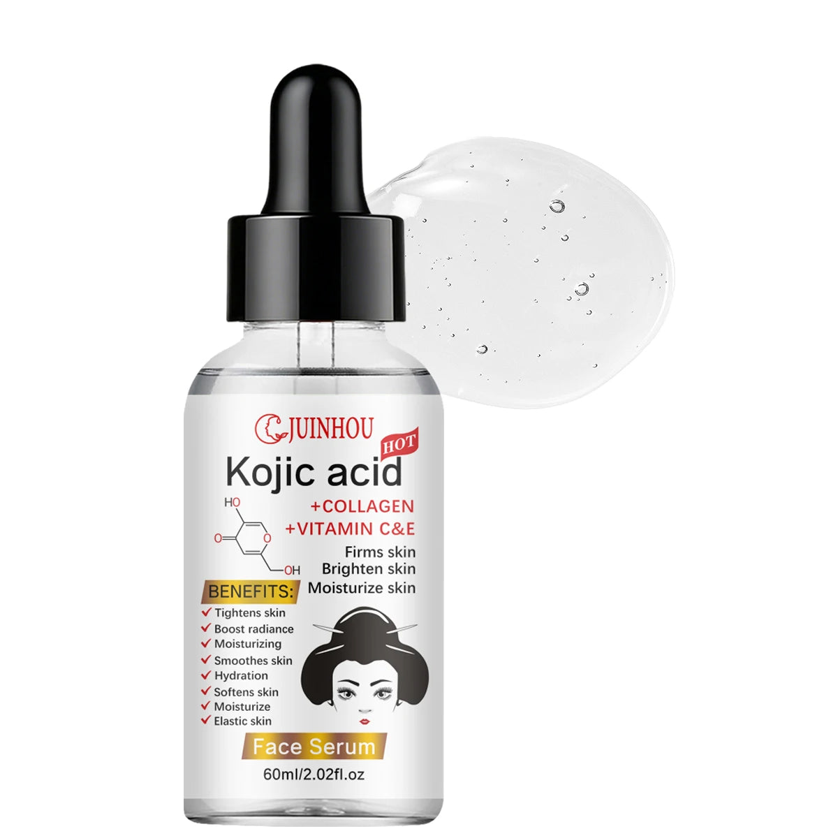 JUINHOU Natural Seabuckthorn Fruit Oil Kojic Acid Face Serum Deep Hydrating Skin Daily Facial Moisturizing For All Skin Types