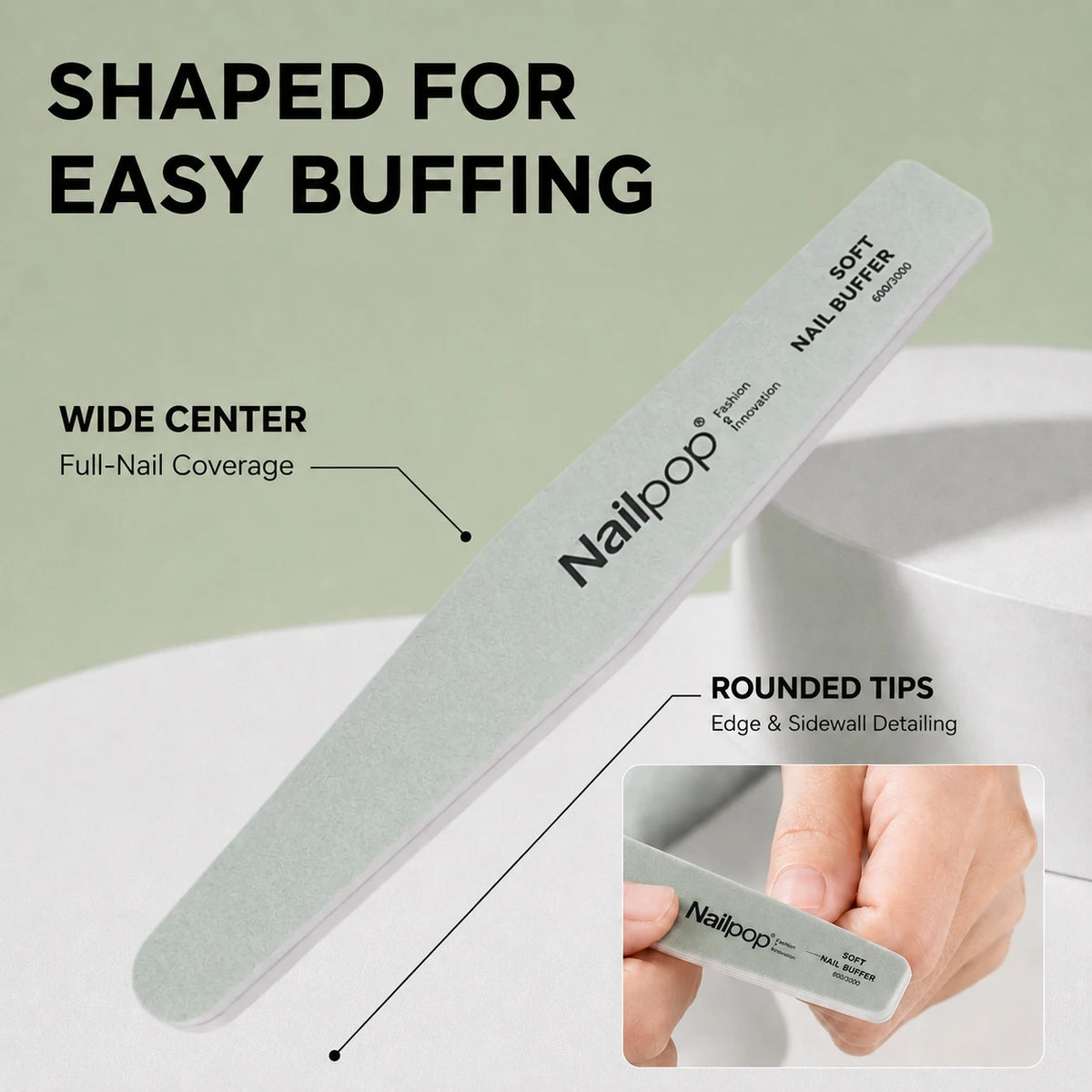 Soft Eva Dual Sided Nail Buffer Block 600/3000 Grit Washable Reusable Nail File Natural Nail Polishing Tool For Salon Manicure