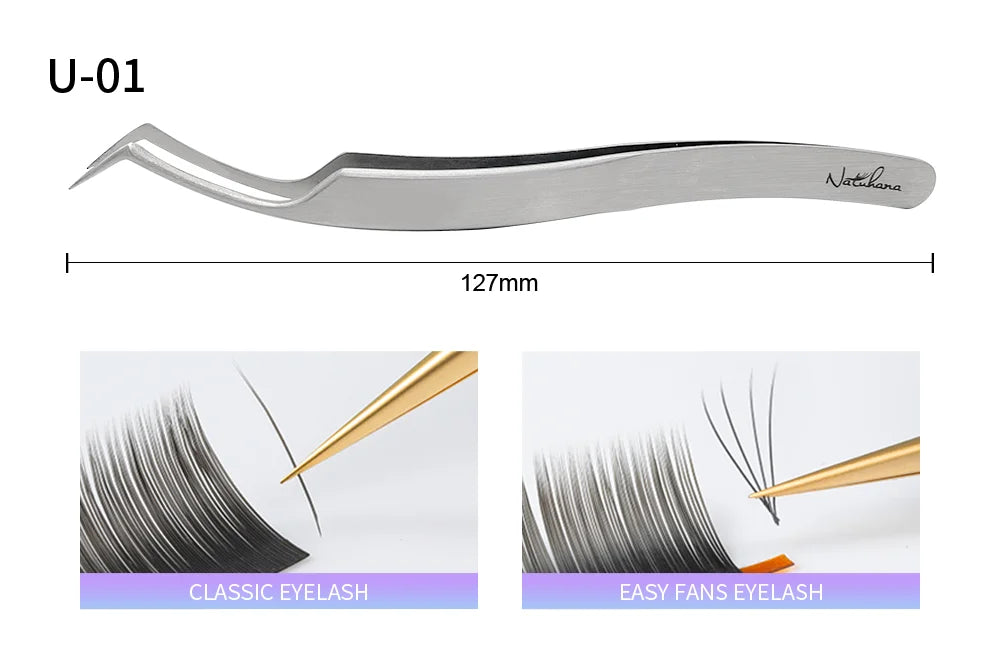 NATUHANA Eyelash Extension Tweezers Stainless Steel High Precision Stainless Steel Superhard Anti-Static Tweezers Makeup Tools