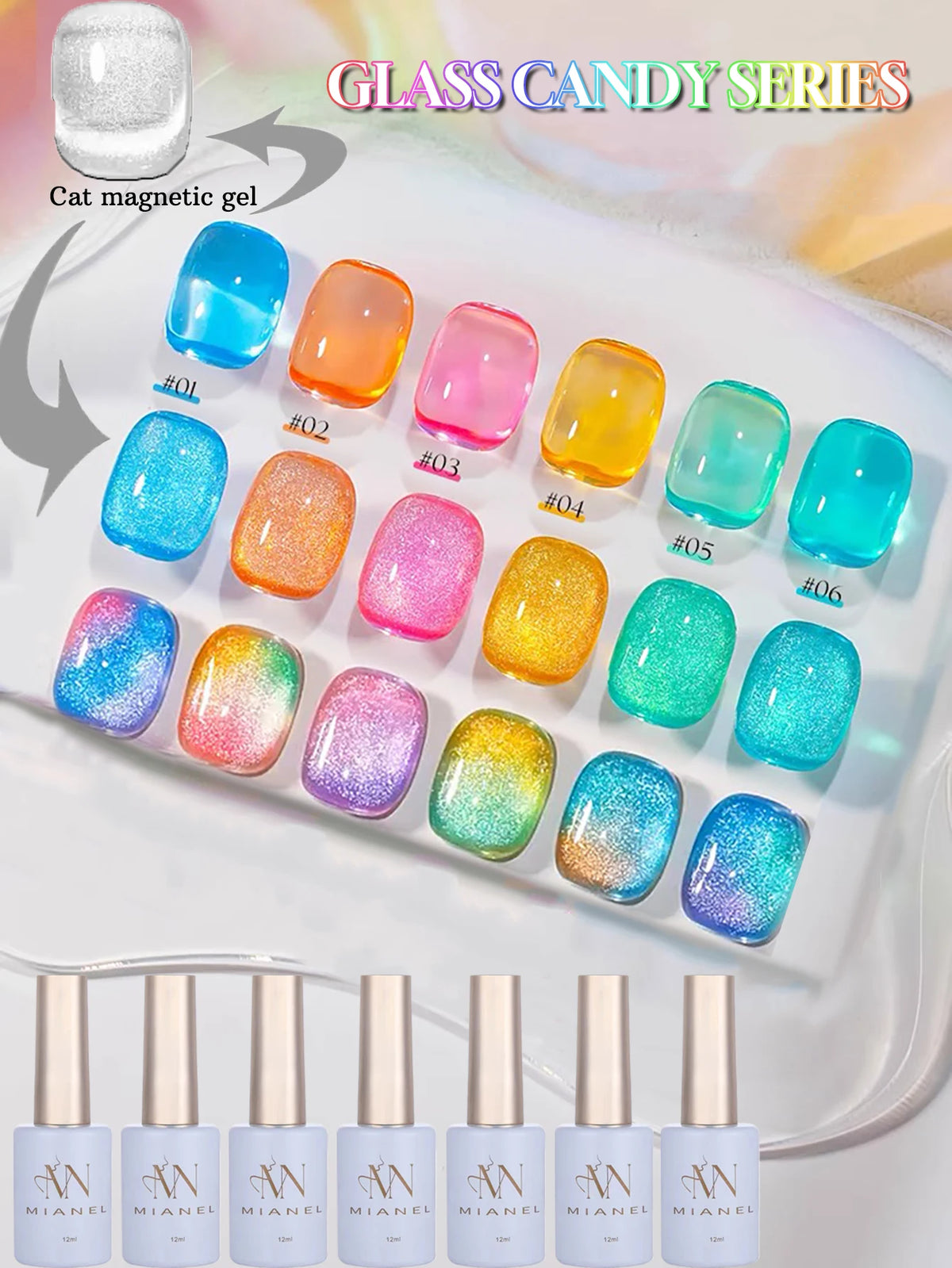 MIANEL 12ML Candy Glass Gel Nail Polish Set Ice-Clear Dopamine Spring Nails Fantasy Nail Art 1-10 Pcs