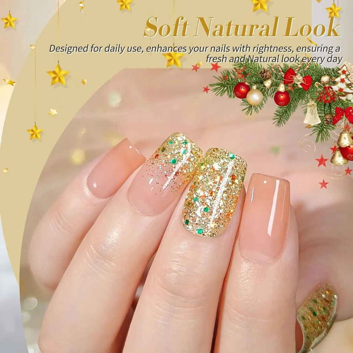 MIANEL 10ml 1-12pcs Christmas Nails Gold Sequins Nail Polish Gel Vernis Semi Permanent Nail Art Soak Off LED UV Nail Polish Gel