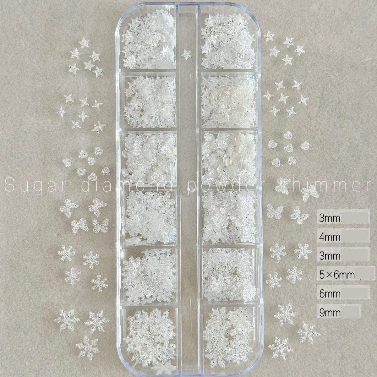 New 12Grids Laser Mixed Christmas Snowflake Nail Sequins Charms DIY Flash Winter Christmas Party Manicure Decoration Accessories