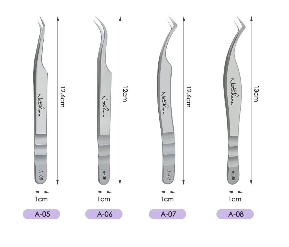 NATUHANA Eyelash Extension Tweezers Stainless Steel High Precision Stainless Steel Superhard Anti-Static Tweezers Makeup Tools