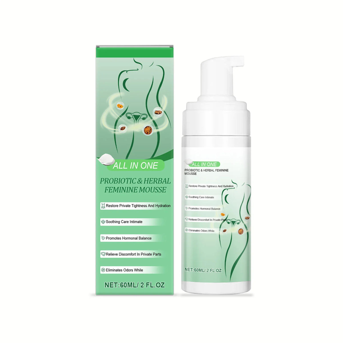 Herbal Women Private Part Care Mousse Gentle Cleanse Reduce Odor Ph Balance Anti-Itching Hydrating Feminine Hygiene Care Product