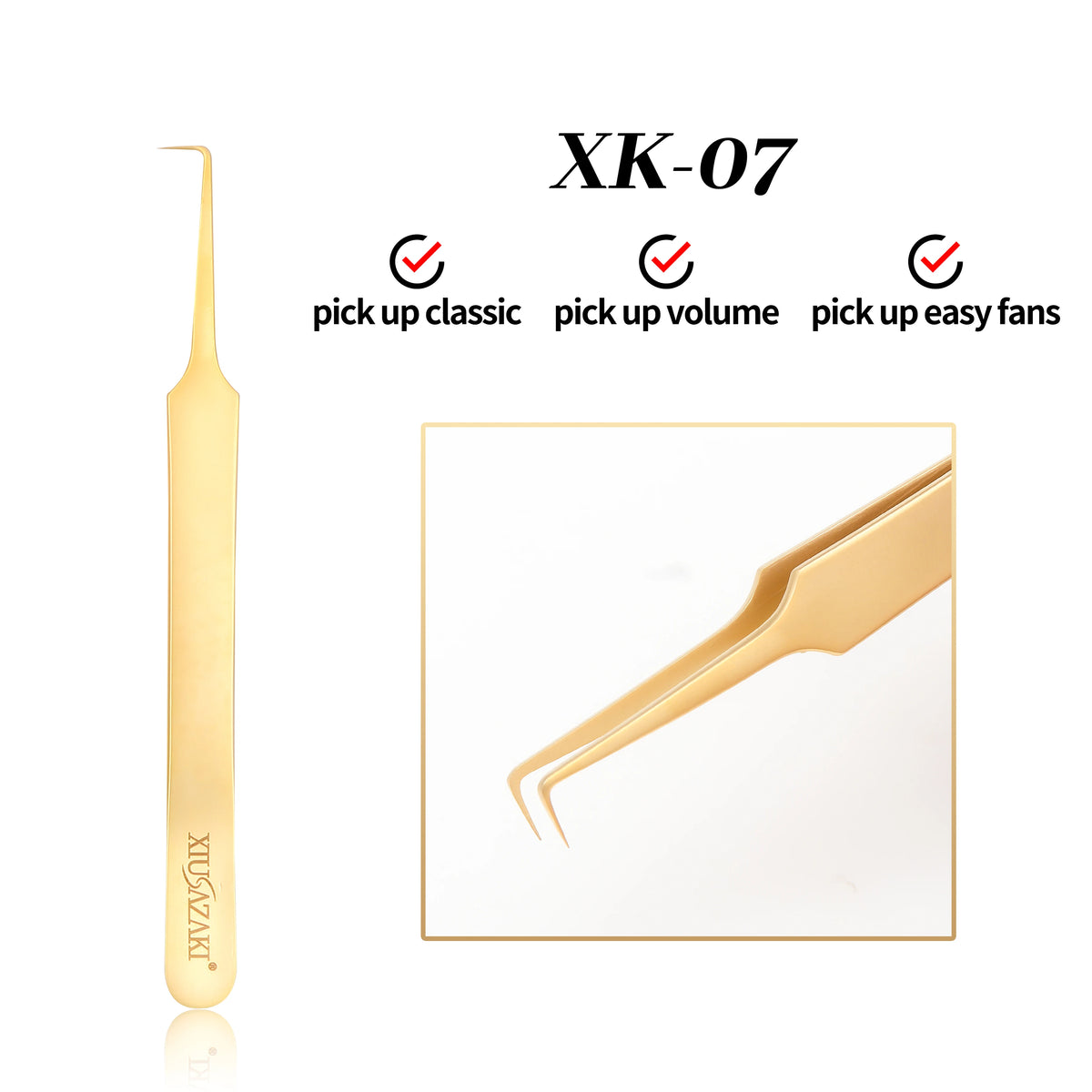 XIUSUZAKI High Precision Eyelash Extension Tweezer Fiber Tips for False Lash Extensions Stainless Steel Tweezers Makeup Tools