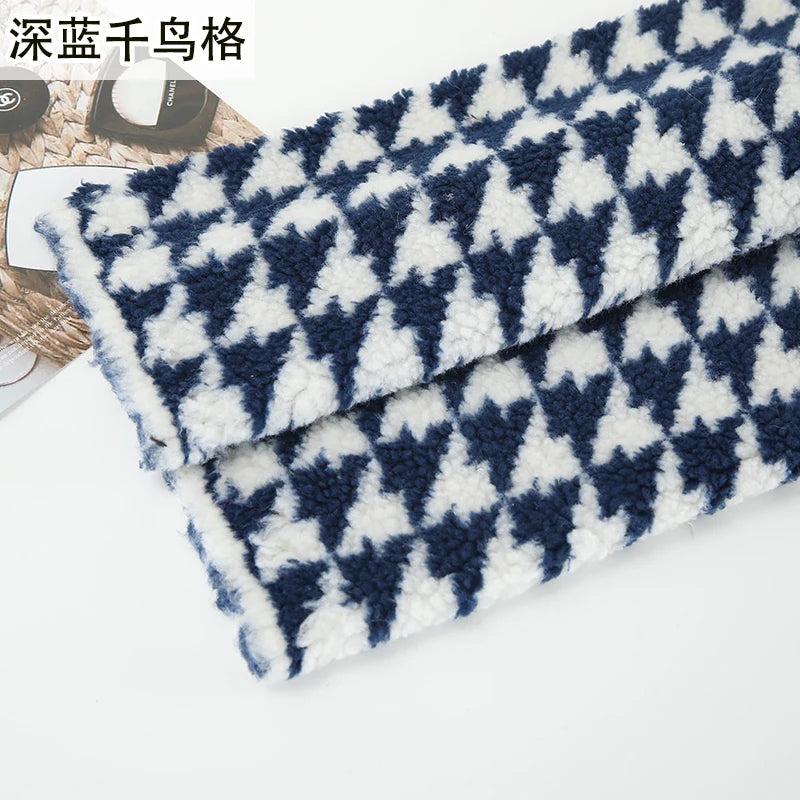 Thickened Short Hair Plush Fabric By The Meter for Needlework Autumn Coat Hoodies Dolls Diy Sewing Cloth Warm Soft Bear Plaid