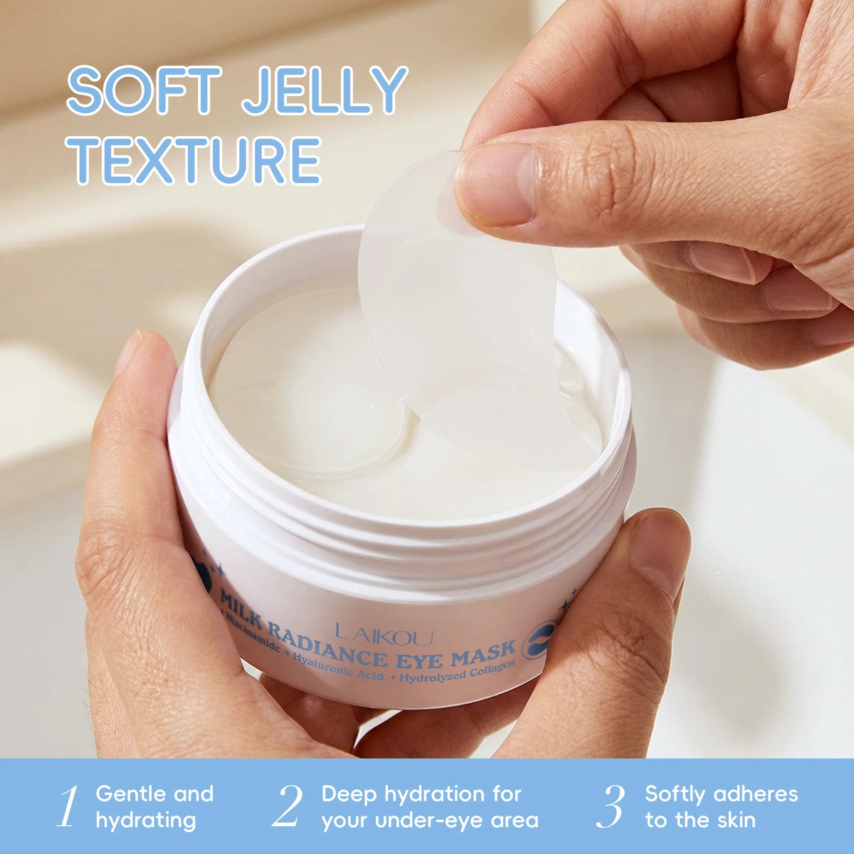 LAIKOU Milk Radiance Eye Mask 50 Pieces 70g Firming Nourishing Hydrating Collagen Under Eye Patches