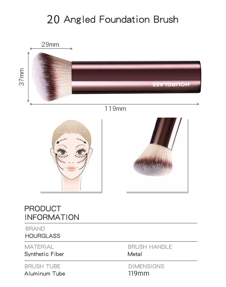 Hourglass Makeup Brush- No.20 Vanish Seamless Finish Foundation Brush Soft Fiber Hair Fashion Design Single Face Brush