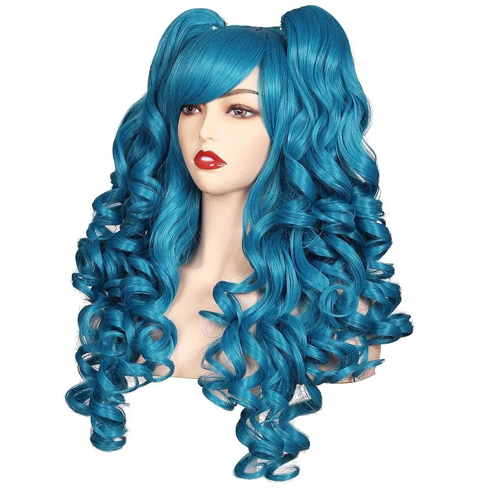 HAIRJOY Women Synthetic Hair  Long Curly Cosplay Wig  Halloween Wigs for Party  with 2 Ponytails