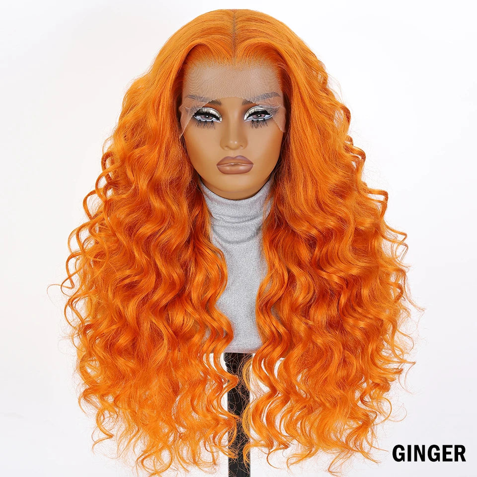 99J Burgundy Synthetic Lace Frontal Wig 13x6 Body Wave Long Deep Wavy Ombre Black Lace Wigs for Women Heat Resistant Cosplay Wig