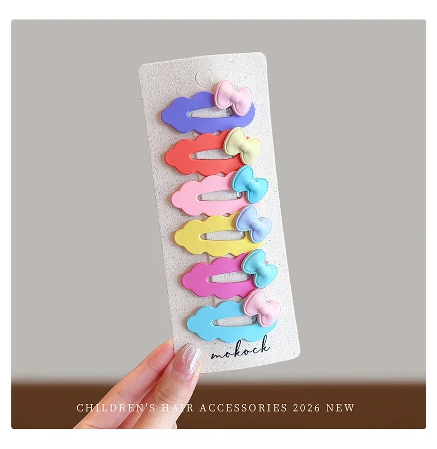 2026 New 5PCS/SET Korean Sweet Style Cute Bow Cloud Wave Hair Clips  No Hurt Hair BB Clips for Baby Girls Toddler Accessories