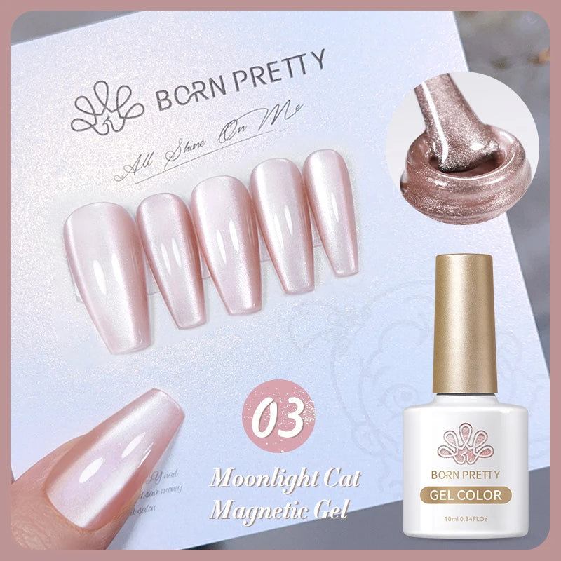 BORN PRETTY Water Light Cat Magnetic Gel Nail Polish Nude Milk White Jelly Color Semi Permanent Soak Off UV LED Gel Varnish DIY