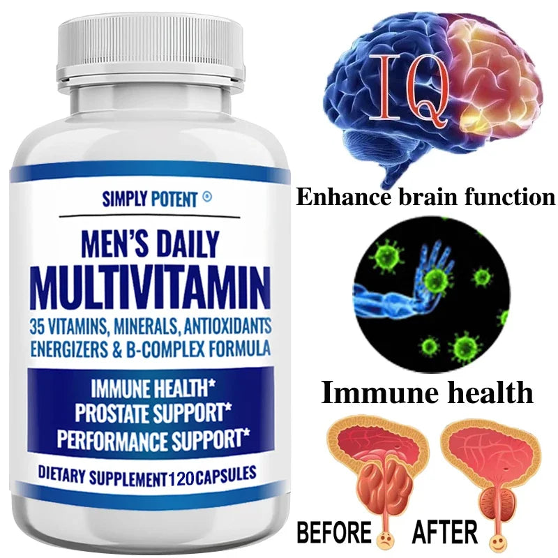 Daily Multivitamin for Men, for Prostate Energy Concentration Metabolism Immunity Vitamins: A C D E (B1 B2 B3 B5 B6 B7 B9 B12)