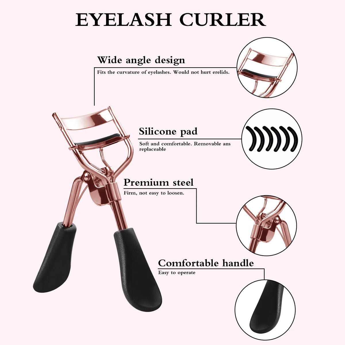 6Pcs Eyelash & Eyebrow Makeup Tools Kit Eyelash Curler Dual End Brow Brush Lash Comb Spoolie Applicator