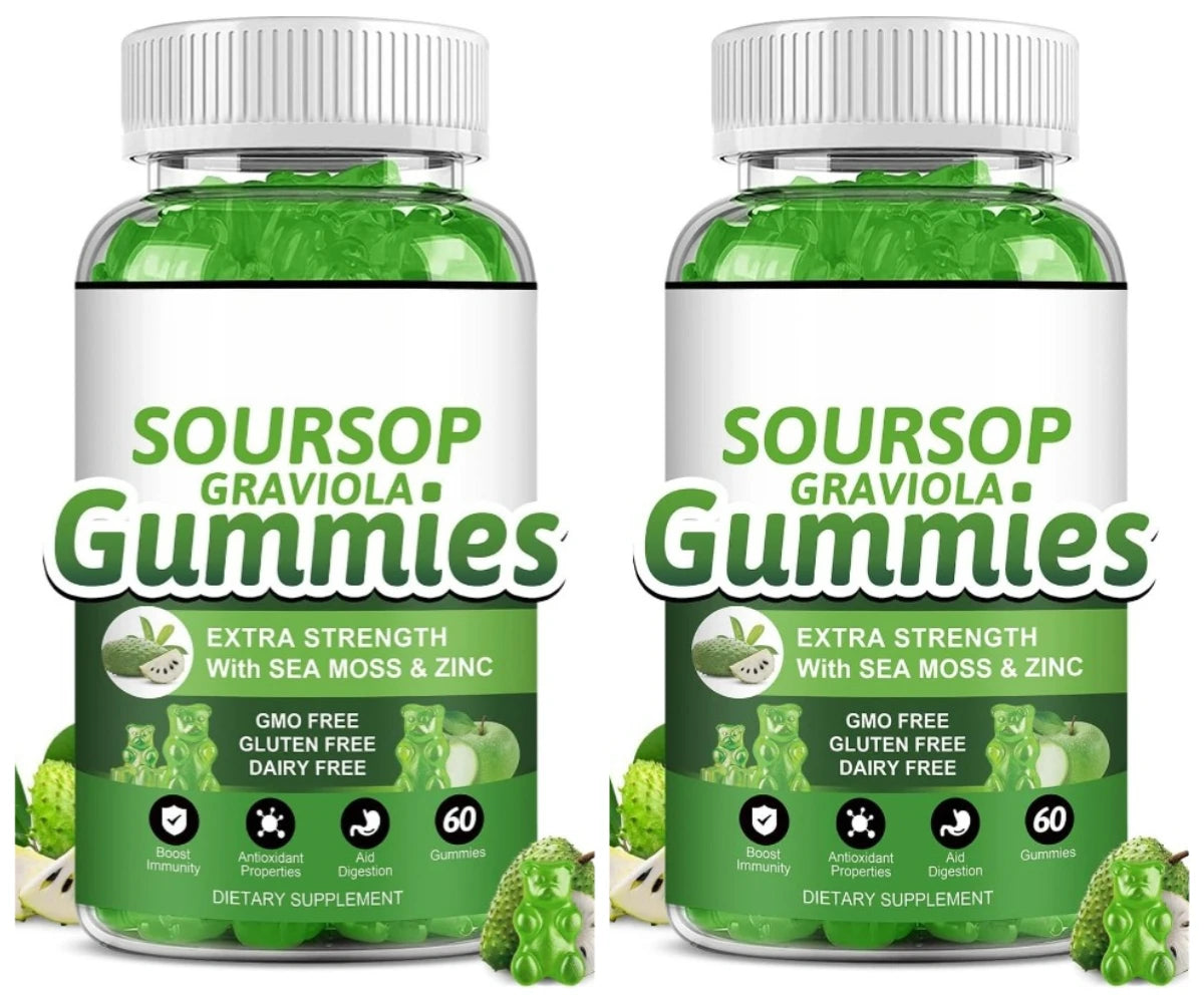 Soursop Graviola Gummy with Soursop Leaf Extract Sea Moss and Vitamin C Enhance The Immune System and Assist Digestion 60 Count