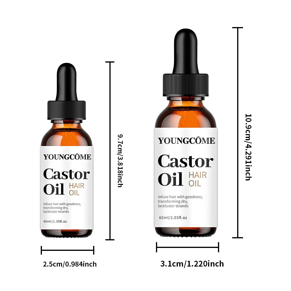 YOUNGCOME Castor Hair Oil Moisturizing Serum For Dry Damaged Hair Frizz Control Split Ends Care Shine Boosting Treatment