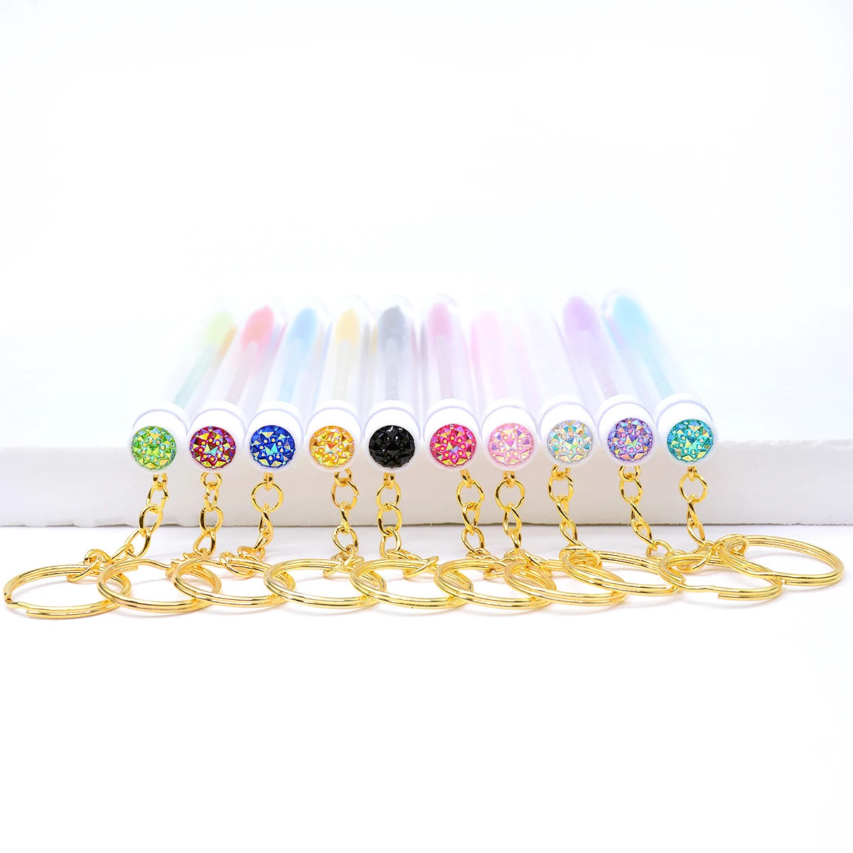 5pcs/Lot Eyelash Brushes Tubes With Keychain Lash Brush In Clear Container Disposable Eyelash Extension Mascara Wands With Case