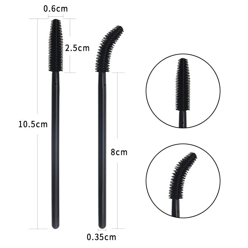 100PCS Eyelash Brush Silicone Gel Mascara Wands Applicator Spoolers Lashes Extension Tool Cosmetic Brushes Makeup Accessories